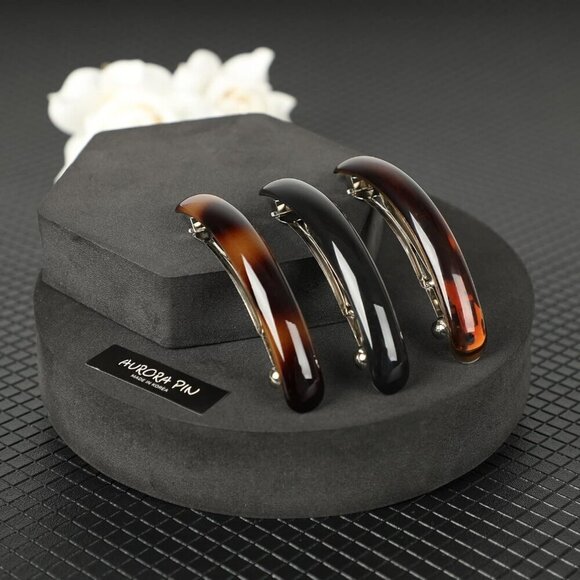 Tortoise Shell Hair Clips Set of 3 Elegant Updo Bun Ponytail Accessories